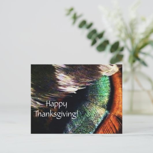 Turkey Tail Feathers Art Foto Happy Thanksgiving Feestdagenkaart (Staand voorkant)