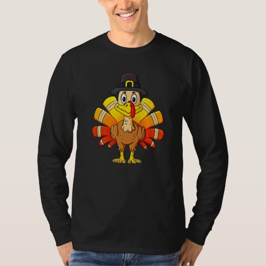 Turkey Thanksgiving Day Pilgrim Boys Kids Men T-shirt (Voorkant)