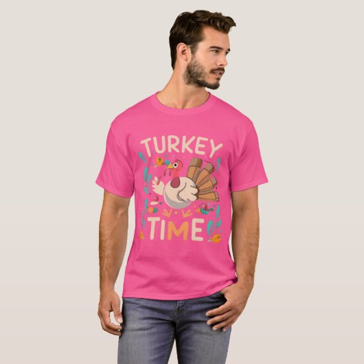 Turkey Time Thanksgiving Delight T-shirt (Voorkant volledig)