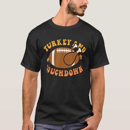 Turkey & Touchdown Football Autumn Thanksgiving Gr T-shirt (Voorkant)