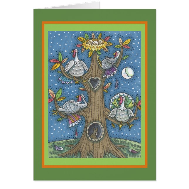 TURKEY TREE THANKSGIVING HUMOR WENSKAART Verse (Voorkant)