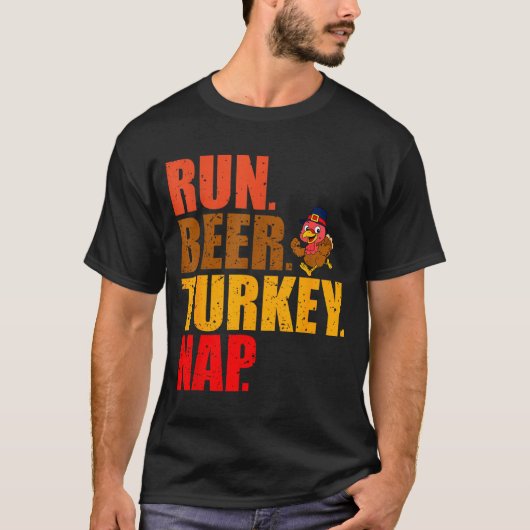 Turkey Trot Running Thanksgiving Run Beer Nap T-shirt (Voorkant)
