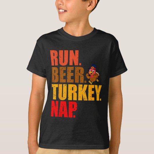 Turkey Trot Running Thanksgiving Run Beer Nap  T-shirt (Voorkant)