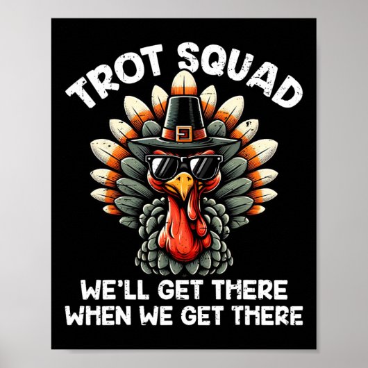 Turkey Trot Squad Funny Thanksgiving Running Costu Poster (Voorkant)