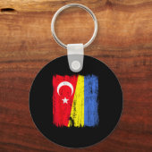 Turkey Ukraine Half Flag Turkish Ukrainian Heritag Sleutelhanger (Voorkant)