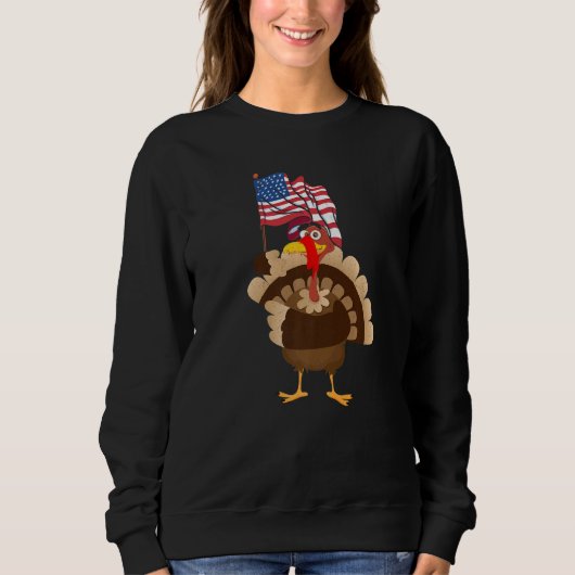 Turkey USA Flag Thanks Giving American  Thanksgivi Trui (Voorkant)