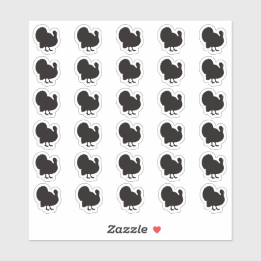 Turkey Wedding Place Card Food Meal Menu Choice Sticker (Vel)