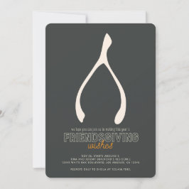 Turkey Wishbone Modern Friendsgiving Invitation Kaart