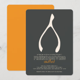 Turkey Wishbone Modern Friendsgiving Invitation Kaart
