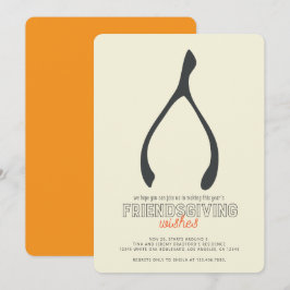 Turkey Wishbone Modern Friendsgiving Invitation Kaart