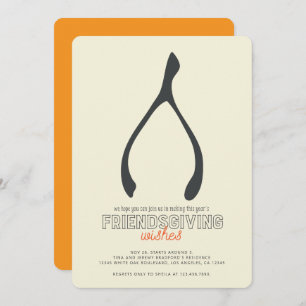 Turkey Wishbone Modern Friendsgiving Invitation Kaart