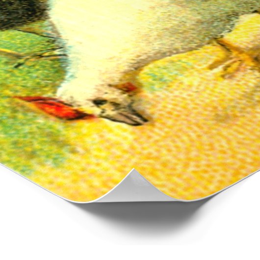 Turkeys and chickens art poster (Hoek)