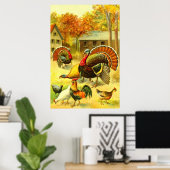 Turkeys and chickens art poster (Thuiskantoor)