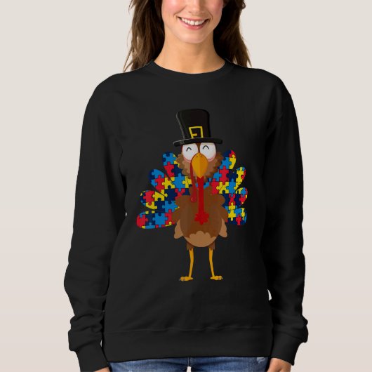 Turkeys Autism Thanksgiving Day   Boys Girls Trui (Voorkant)