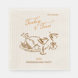 Turkeys en Tinis Friendsgiving Feest Thanksgiving Servet