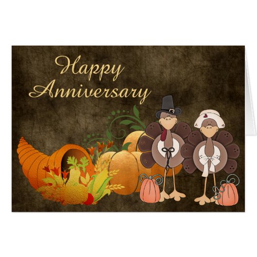Turkeys Golden Thanksgiving Anniversary Card (Voorkant Horizontaal)