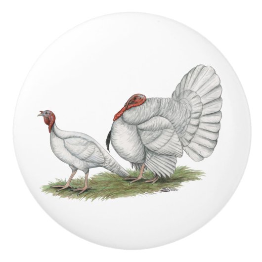 Turkeys White Holland Keramische Knop (Voorkant)
