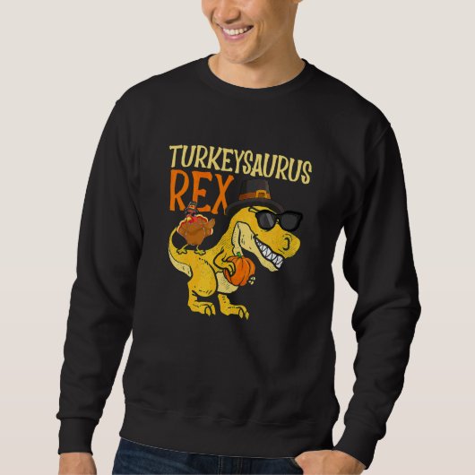Turkeysaurus Rex Dab Kalkoen Dino Thanksgiving 202 Trui (Voorkant)