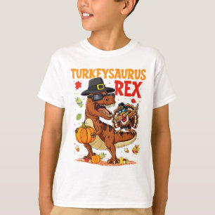Turkeysaurus Rex Dab Kalkoen Dino Thanksgiving Peu T-shirt