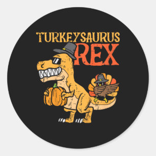 Turkeysaurus Rex Dab Turkey Dino Peuter Jongens Da Ronde Sticker