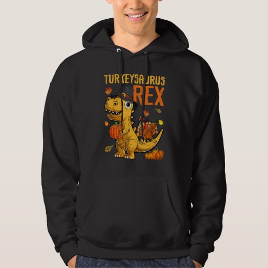 Turkeysaurus Rex Dab Turkey Dino Toddler Boys Than Hoodie (Voorkant)