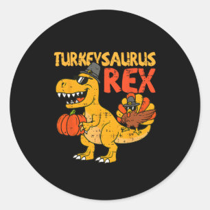 Turkeysaurus Rex kalkoen Thanksgiving Peuter Jonge Ronde Sticker