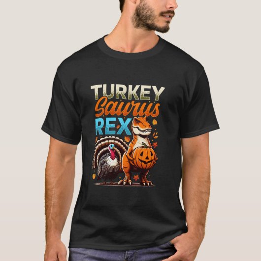 Turkeysaurus Rex Thanksgiving Dinosaurus Turkije D T-shirt (Voorkant)