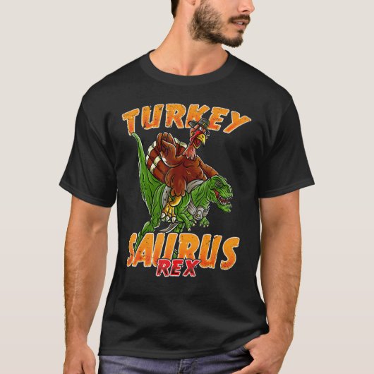 Turkeysaurus Rex Thanksgiving Turkey Dinosaurs Pil T-shirt (Voorkant)