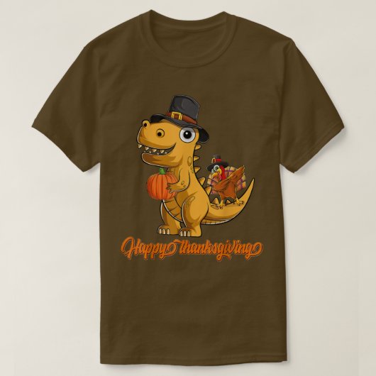 Turkeysaurus Tre Turkey Dino Toddler Boy blij dan T-shirt (Design voorkant)