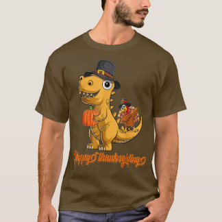 Turkeysaurus Tre Turkey Dino Toddler Boy blij dan T-shirt