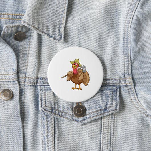 Turkije als landbouwer ronde button 7,6 cm (In situ)