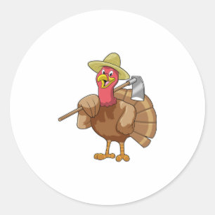 Turkije als landbouwer ronde sticker