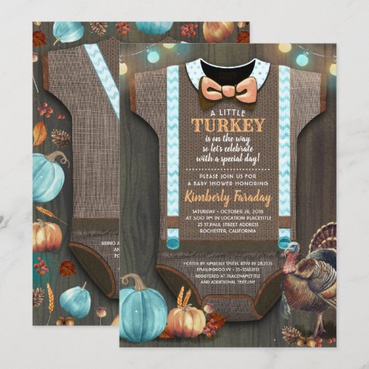 Turkije Baby Shower Herfst Pompoen Rustieke Jute H Kaart (Voorkant / Achterkant)