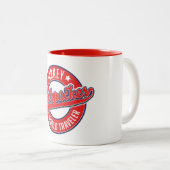 Turkije backpacker world traveler retro logo. tweekleurige koffiemok (Voorkant rechts)