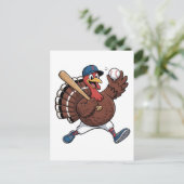 Turkije Batter Baseball Game Baseball Feestdagenkaart (Staand voorkant)