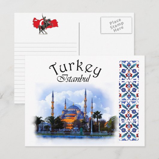 Turkije - Blauwe moskee Briefkaart (Voorkant / Achterkant)