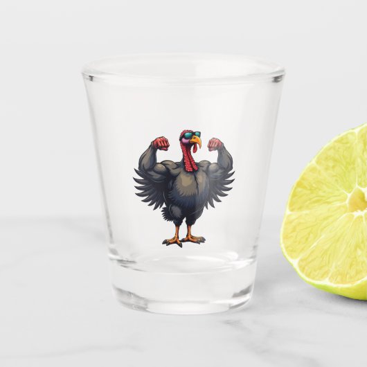 Turkije Bodybuilding Thanksgiving Dag Gym Workout Shot Glas (Voorkant)