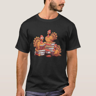 Turkije Boeken lezen Herfst Thanksgiving Leraar Bo T-shirt
