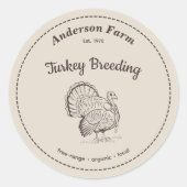 Turkije Boerderij Label Bruine Sticker (Voorkant)