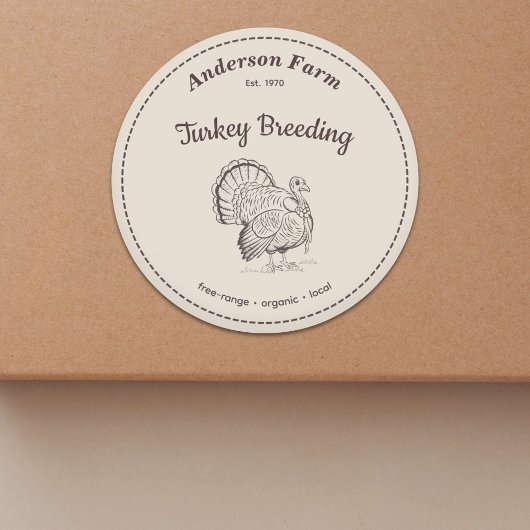 Turkije Boerderij Label Bruine Sticker