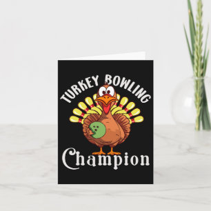 Turkije Bowling Champion Funny Turkije Thanksgivin Kaart