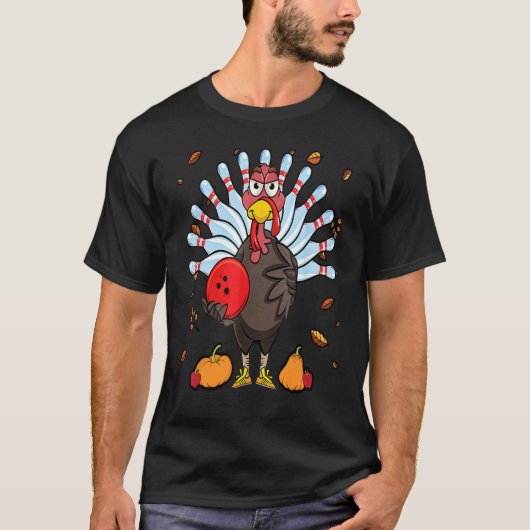 Turkije Bowling Hallo Herfst Cute Turkey Bowling S T-shirt (Voorkant)