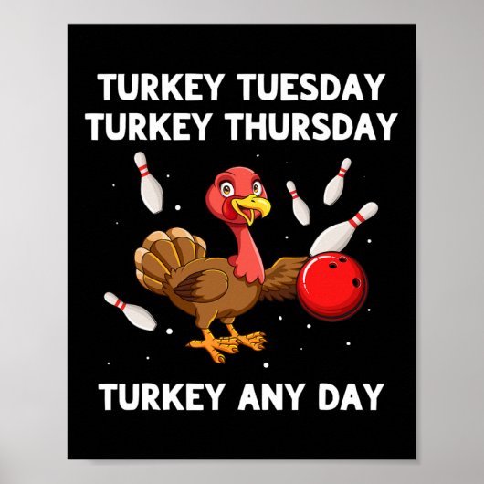 Turkije Bowling Thanksgiving Bowler Strike Spare B Poster (Voorkant)