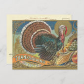 Turkije Cornucopia Thanksgiving Groet Feestdagenkaart (Voorkant / Achterkant)