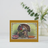 Turkije, cranberrysaus & pompoentaart Thanksgiving Feestdagenkaart (Staand voorkant)