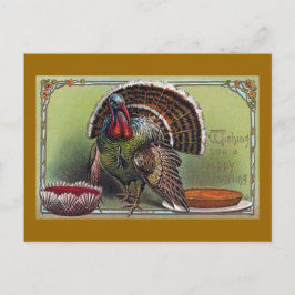 Turkije, cranberrysaus & pompoentaart Thanksgiving Feestdagenkaart