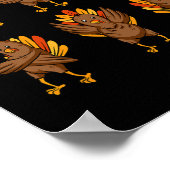 Turkije Dabbing Dancing Thanksgiving Day Fun Herfs Poster (Hoek)