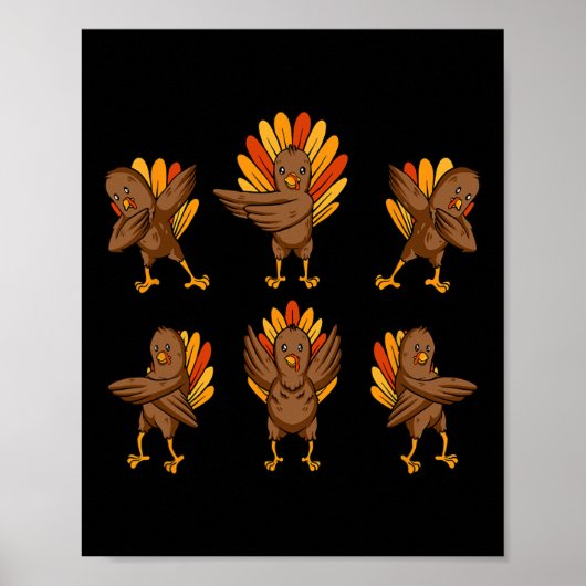 Turkije Dabbing Dancing Thanksgiving Day Fun Herfs Poster (Voorkant)