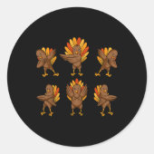 Turkije Dabbing Dancing Thanksgiving Day Fun Herfs Ronde Sticker (Voorkant)