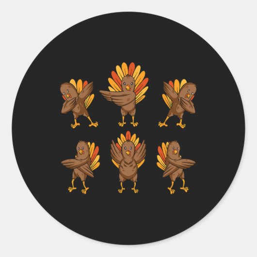 Turkije Dabbing Dancing Thanksgiving Day Fun Herfs Ronde Sticker (Voorkant)